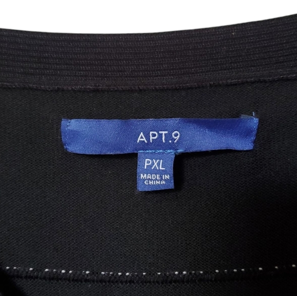 APT.9 Women's Black and White Striped Short Slv Sweater Top Lightweight Size PXL - Picture 2 of 7